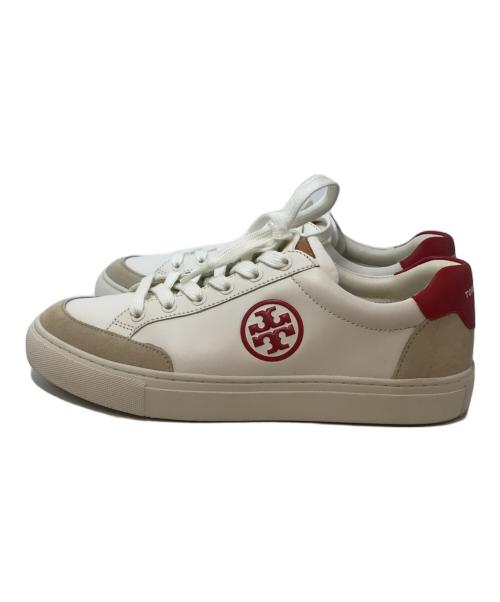 TORY BURCH（トリーバーチ）TORY BURCH (トリーバーチ) レザースウェードコンビネーションスニーカー レッドホワイト サイズ:8 1/2の古着・服飾アイテム