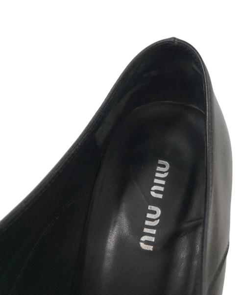 MIU MIU（ミュウミュウ）MIU MIU (ミュウミュウ) プレーントゥヒールレザーパンプス ブラック サイズ:38の古着・服飾アイテム