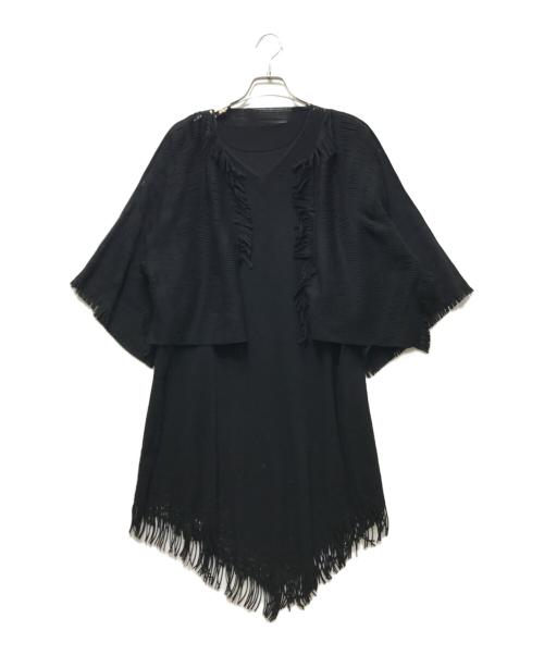 ISSEY MIYAKE（イッセイミヤケ）ISSEY MIYAKE (イッセイミヤケ) フリンジニットアンサンブルワンピース IM11KH060 / archive(アーカイブ) ブラック サイズ:2の古着・服飾アイテム