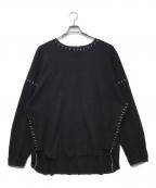 DISCOVEREDディスカバード）の古着「ビッグシルエットダメージワッフルカットソー」｜ブラック