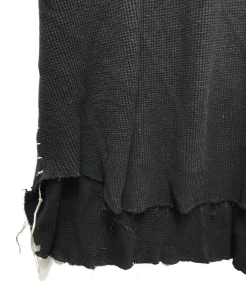 DISCOVERED（ディスカバード）DISCOVERED (ディスカバード) ビッグシルエットダメージワッフルカットソー ブラック サイズ:2の古着・服飾アイテム