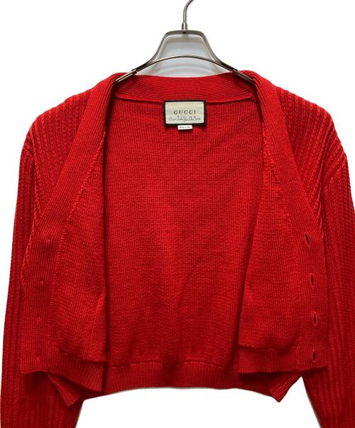 GUCCI（グッチ）GUCCI (グッチ) Short Wool Cardigan / ショートウールカーディガン  23AW レッド サイズ:Mの古着・服飾アイテム
