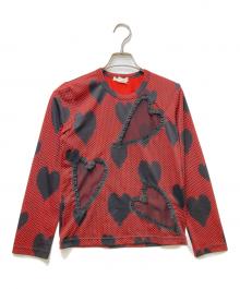 COMME des GARCONS（コムデギャルソン）の古着「ハートドット カットソー AD2008　GB-T009」｜レッド
