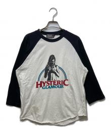 Hysteric Glamour（ヒステリックグラマー）の古着「RAINBOW WOMAN レインボー ウーマン ラグラン 七分袖 シャツ」｜ホワイト×ブラック
