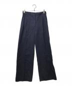maison kitsuneメゾンキツネ）の古着「Double Pleats Striped Pants（ダブルプリーツストライプパンツ)」｜ネイビー