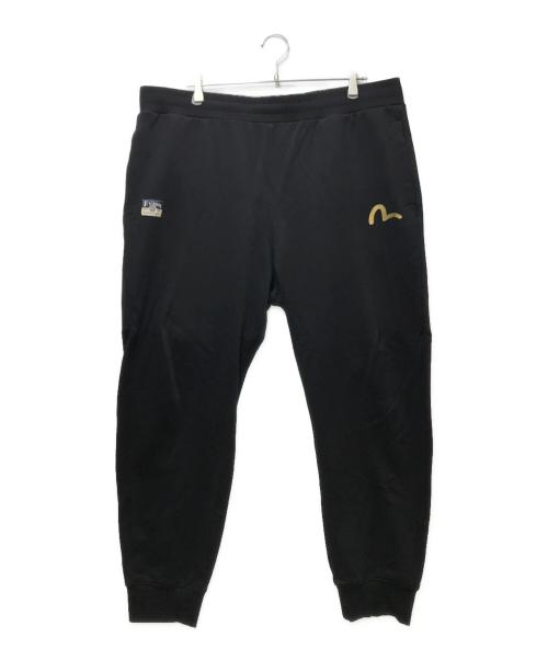EVISU（エヴィス）EVISU (エヴィス) カモメと鶴の恩返し大黒プリント レギュラーフィットスウェットパンツ ブラック サイズ:XXLの古着・服飾アイテム