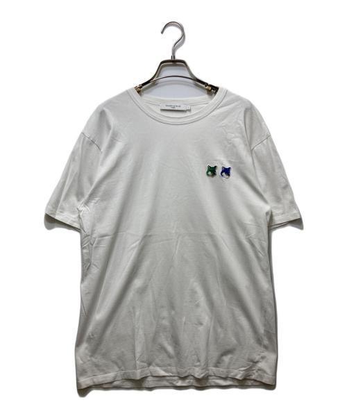 maison kitsune（メゾンキツネ）maison kitsune (メゾンキツネ) ダブルフォックスロゴ Tシャツ ホワイト サイズ:Lの古着・服飾アイテム
