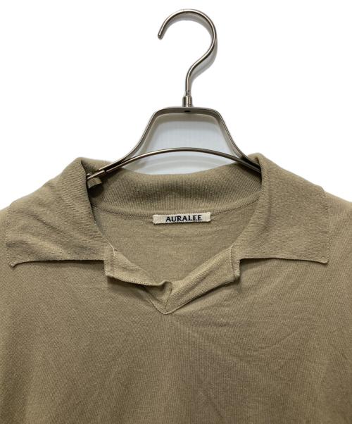 AURALEE（オーラリー）AURALEE (オーラリー) HIGH GAUGE TUSSAH SILK KNIT SKIPPER POLO ブラウン サイズ:4の古着・服飾アイテム