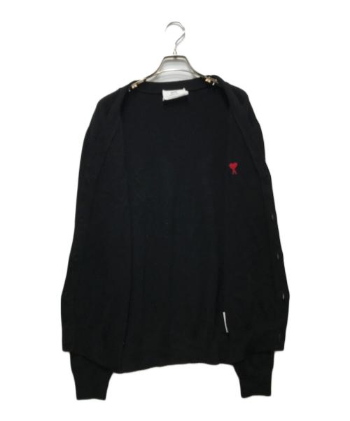 AMI Alexandre Mattiussi（アミアレクサンドルマテュッシ）AMI Alexandre Mattiussi (アミアレクサンドルマテュッシ) Ami de Coeur Cardigan(アミドゥクールカーディガン)　 ブラック サイズ:Lの古着・服飾アイテム