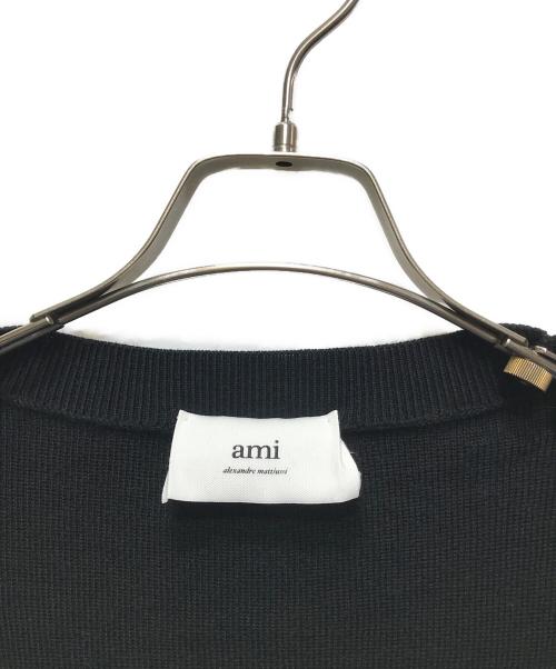 AMI Alexandre Mattiussi（アミアレクサンドルマテュッシ）AMI Alexandre Mattiussi (アミアレクサンドルマテュッシ) Ami de Coeur Cardigan(アミドゥクールカーディガン)　 ブラック サイズ:Lの古着・服飾アイテム