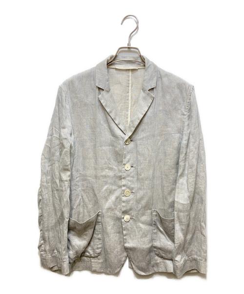 seya.（セヤ）seya. (セヤ) ストライプ リネンテーラードジャケット グレー サイズ:Sの古着・服飾アイテム