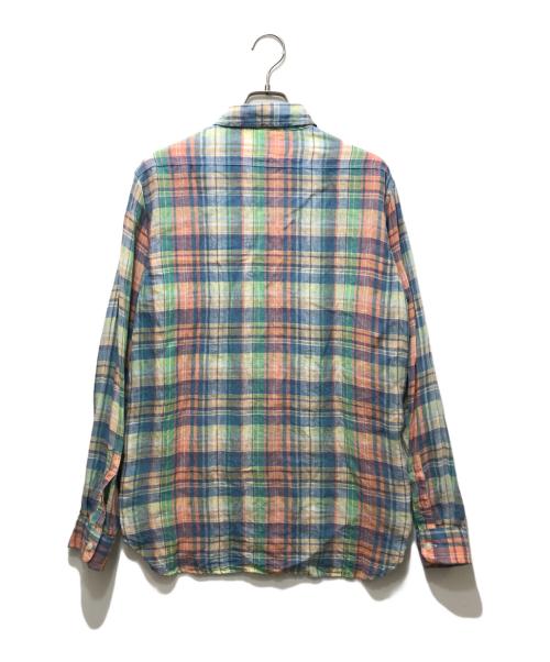 POLO RALPH LAUREN（ポロ・ラルフローレン）POLO RALPH LAUREN (ポロ・ラルフローレン) リネン マドラスチェック ロングスリーブシャツ ブルー サイズ:Sの古着・服飾アイテム