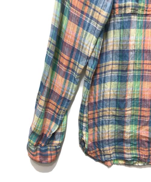 POLO RALPH LAUREN（ポロ・ラルフローレン）POLO RALPH LAUREN (ポロ・ラルフローレン) リネン マドラスチェック ロングスリーブシャツ ブルー サイズ:Sの古着・服飾アイテム