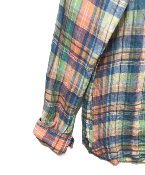 POLO RALPH LAUREN（ポロ・ラルフローレン）POLO RALPH LAUREN (ポロ・ラルフローレン) リネン マドラスチェック ロングスリーブシャツ ブルー サイズ:Sの古着・服飾アイテム