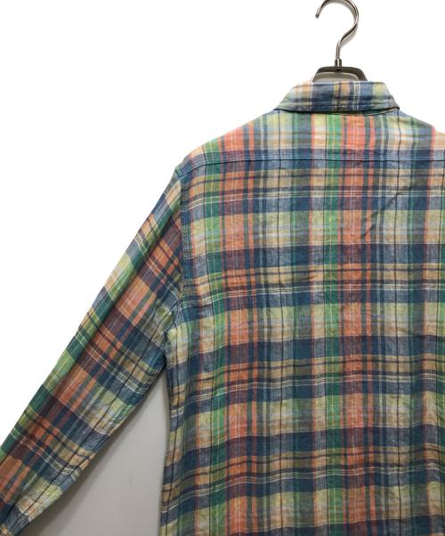 POLO RALPH LAUREN（ポロ・ラルフローレン）POLO RALPH LAUREN (ポロ・ラルフローレン) リネン マドラスチェック ロングスリーブシャツ ブルー サイズ:Sの古着・服飾アイテム