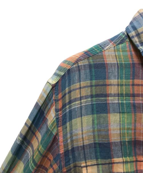 POLO RALPH LAUREN（ポロ・ラルフローレン）POLO RALPH LAUREN (ポロ・ラルフローレン) リネン マドラスチェック ロングスリーブシャツ ブルー サイズ:Sの古着・服飾アイテム