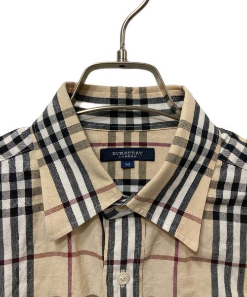 BURBERRY LONDON（バーバリーロンドン）BURBERRY LONDON (バーバリーロンドン) ノバチェックコットンリネン混シャツ　BBW33-438-50 ベージュ サイズ:Mの古着・服飾アイテム