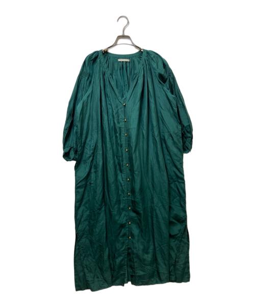 ne quittez pas（ヌキテパ）ne quittez pas (ヌキテパ) シルクシャツワンピース グリーン サイズ:実寸参照の古着・服飾アイテム