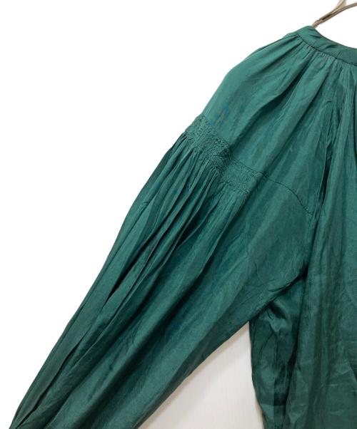 ne quittez pas（ヌキテパ）ne quittez pas (ヌキテパ) シルクシャツワンピース グリーン サイズ:実寸参照の古着・服飾アイテム