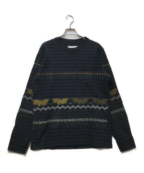 sacai（サカイ）sacai (サカイ) ボーダーロングスリーブカットソー ブラック サイズ:1の古着・服飾アイテム