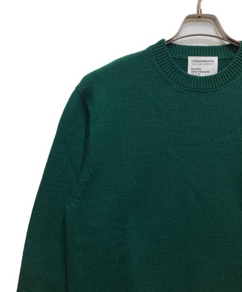 Yonetomi（ヨネトミ）yonetomi (ヨネトミ) this is a sweater ウール×カシミヤ ニット 25-204-001 グリーン サイズ:3の古着・服飾アイテム