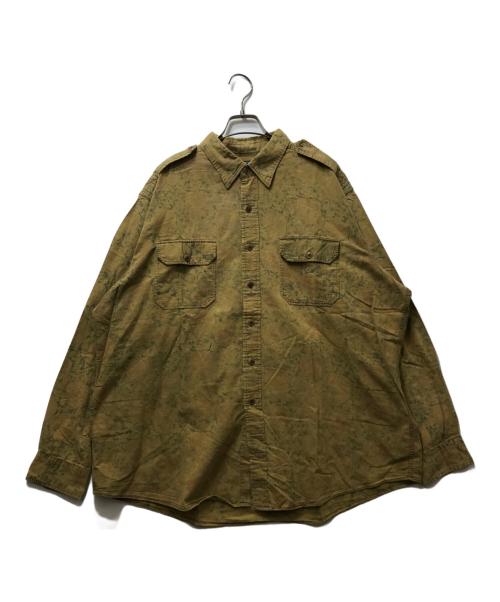 POLO RALPH LAUREN（ポロ・ラルフローレン）POLO RALPH LAUREN (ポロ・ラルフローレン) エポレット付き 総柄ミリタリーシャツ ブラウン サイズ:XXLの古着・服飾アイテム