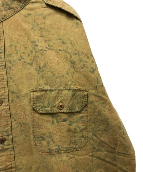 POLO RALPH LAUREN（ポロ・ラルフローレン）POLO RALPH LAUREN (ポロ・ラルフローレン) エポレット付き 総柄ミリタリーシャツ ブラウン サイズ:XXLの古着・服飾アイテム