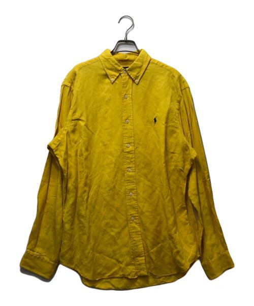 POLO RALPH LAUREN（ポロ・ラルフローレン）POLO RALPH LAUREN (ポロ・ラルフローレン) リネン×シルク ボタンダウンシャツ イエロー サイズ:Lの古着・服飾アイテム