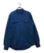 POLO RALPH LAURENポロ・ラルフローレン）の古着「90's リネン×シルク サファリシャツ」｜ブルー
