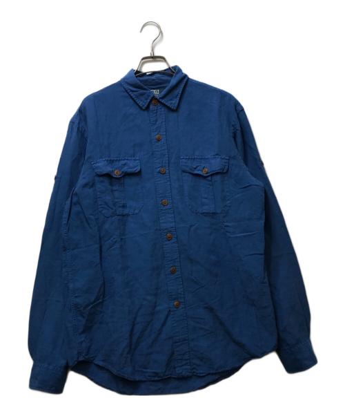 POLO RALPH LAUREN（ポロ・ラルフローレン）POLO RALPH LAUREN (ポロ・ラルフローレン) 90's リネン×シルク サファリシャツ ブルー サイズ:Mの古着・服飾アイテム