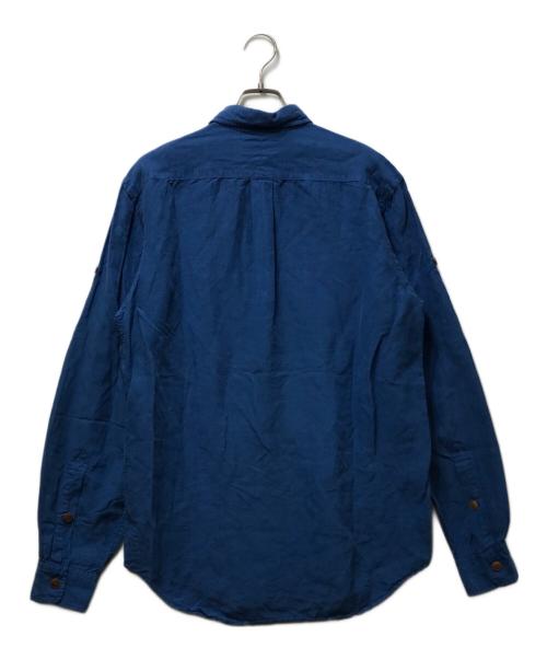POLO RALPH LAUREN（ポロ・ラルフローレン）POLO RALPH LAUREN (ポロ・ラルフローレン) 90's リネン×シルク サファリシャツ ブルー サイズ:Mの古着・服飾アイテム