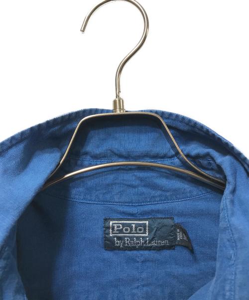 POLO RALPH LAUREN（ポロ・ラルフローレン）POLO RALPH LAUREN (ポロ・ラルフローレン) 90's リネン×シルク サファリシャツ ブルー サイズ:Mの古着・服飾アイテム