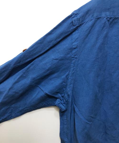 POLO RALPH LAUREN（ポロ・ラルフローレン）POLO RALPH LAUREN (ポロ・ラルフローレン) 90's リネン×シルク サファリシャツ ブルー サイズ:Mの古着・服飾アイテム
