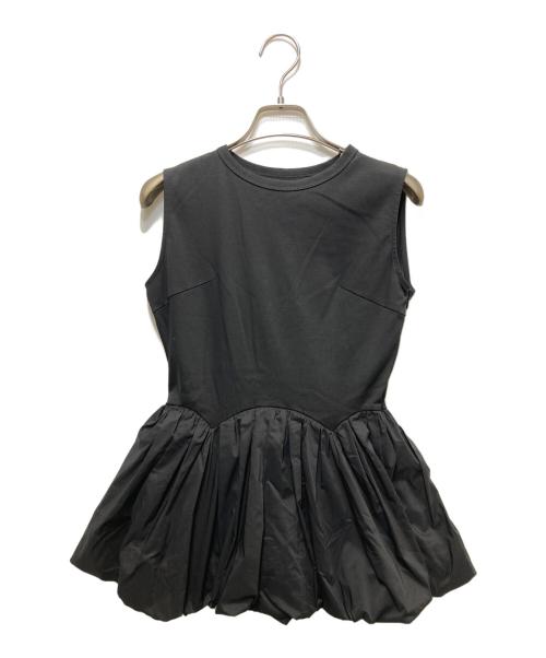 anuans（アニュアンス）anuans (アニュアンス) 26SS シルクタッチコットンバルーンヘムドッキングTシャツ 1526312247-0 ブラック サイズ:FREEの古着・服飾アイテム