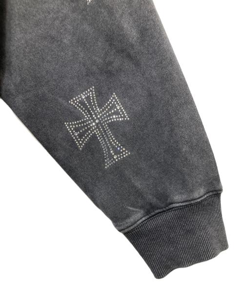 Unknown london（アンノウンロンドン）Unknown london (アンノウンロンドン) Outline Cross Rhinestone Zip Hoodie (アウトサイドクロス ラインストーン ジップフーディ) / スウェット パーカー グレー サイズ:Mの古着・服飾アイテム