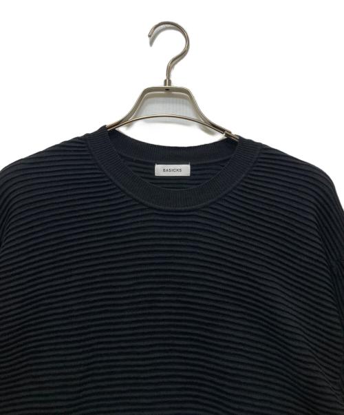 BEASIKS（ベイシックス）BEASIKS (ベイシックス) Tack Knitting Long Sleeve Knit ブラック サイズ:Lの古着・服飾アイテム