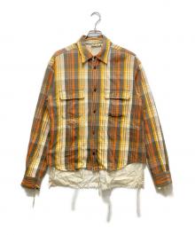 Midorikawa（ミドリカワ）の古着「Cut off layered Shirt」｜ブラウン