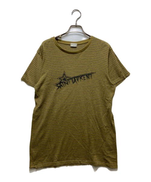 Saint Laurent Paris（サンローランパリ）Saint Laurent Paris (サンローランパリ) ボーダーTシャツ イエロー サイズ:XSの古着・服飾アイテム