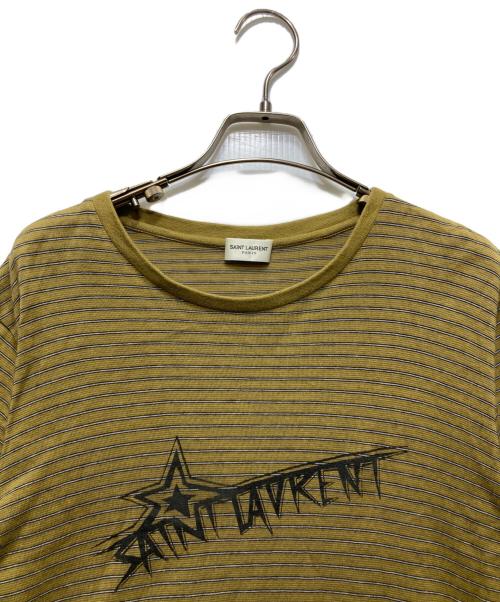 Saint Laurent Paris（サンローランパリ）Saint Laurent Paris (サンローランパリ) ボーダーTシャツ イエロー サイズ:XSの古着・服飾アイテム