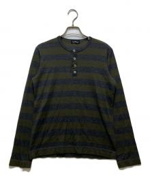 tricot COMME des GARCONS（トリココムデギャルソン）の古着「ヘンリーネック ボーダーニット AD2003 LT1221160」｜カーキ