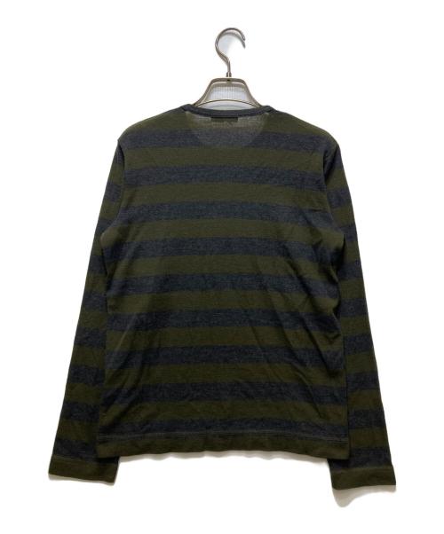 tricot COMME des GARCONS（トリココムデギャルソン）tricot COMME des GARCONS (トリココムデギャルソン) ヘンリーネック ボーダーニット AD2003 LT1221160 カーキ サイズ:実寸参照の古着・服飾アイテム