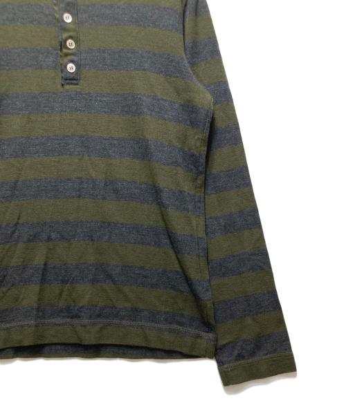 tricot COMME des GARCONS（トリココムデギャルソン）tricot COMME des GARCONS (トリココムデギャルソン) ヘンリーネック ボーダーニット AD2003 LT1221160 カーキ サイズ:実寸参照の古着・服飾アイテム