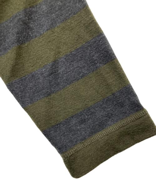 tricot COMME des GARCONS（トリココムデギャルソン）tricot COMME des GARCONS (トリココムデギャルソン) ヘンリーネック ボーダーニット AD2003 LT1221160 カーキ サイズ:実寸参照の古着・服飾アイテム