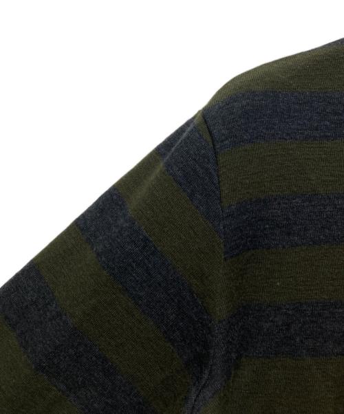 tricot COMME des GARCONS（トリココムデギャルソン）tricot COMME des GARCONS (トリココムデギャルソン) ヘンリーネック ボーダーニット AD2003 LT1221160 カーキ サイズ:実寸参照の古着・服飾アイテム