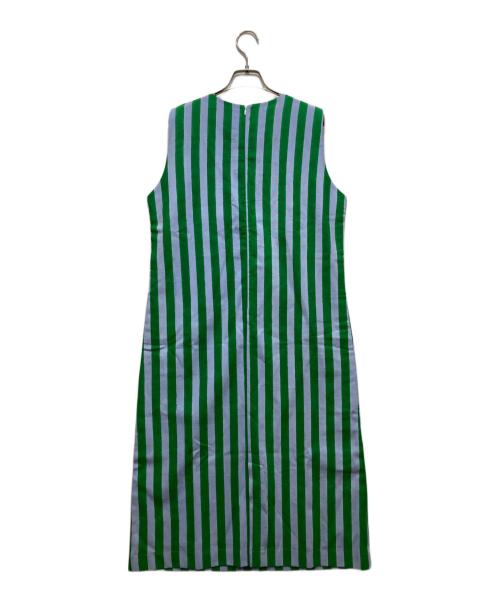 SZ Blockprints（エスゼットブロックプリント）SZ Blockprints (エスゼットブロックプリント) RINA STRIPE ワンピース 4110300296 グリーン サイズ:Mの古着・服飾アイテム