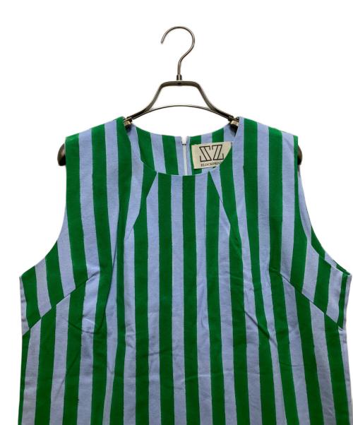 SZ Blockprints（エスゼットブロックプリント）SZ Blockprints (エスゼットブロックプリント) RINA STRIPE ワンピース 4110300296 グリーン サイズ:Mの古着・服飾アイテム