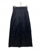 Hedie.+エディークロス）の古着「26SS Wool Back Satin Pants(ウールバックサテンパンツ)　26030300402010」｜ネイビー