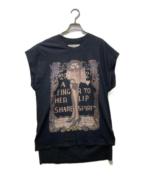 SHARE SPIRIT（シェアスピリット）SHARE SPIRIT (シェアスピリット) ROSELEG Tee / ノースリーブTシャツ　Y2K ブラック サイズ:記載無の古着・服飾アイテム