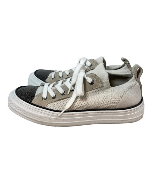 BRUNELLO CUCINELLI（ブルネロクチネリ）BRUNELLO CUCINELLI (ブルネロクチネリ) ニット×スウェード モニーレ パネルスニーカー　241MZ49G2650 ベージュ サイズ:SIZE 39の古着・服飾アイテム