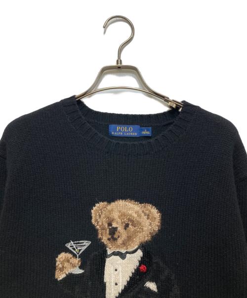 POLO RALPH LAUREN（ポロ・ラルフローレン）POLO RALPH LAUREN (ポロ・ラルフローレン) タキシード マティーニ ポロベア カシミヤ混ニット ブラック サイズ:Sの古着・服飾アイテム